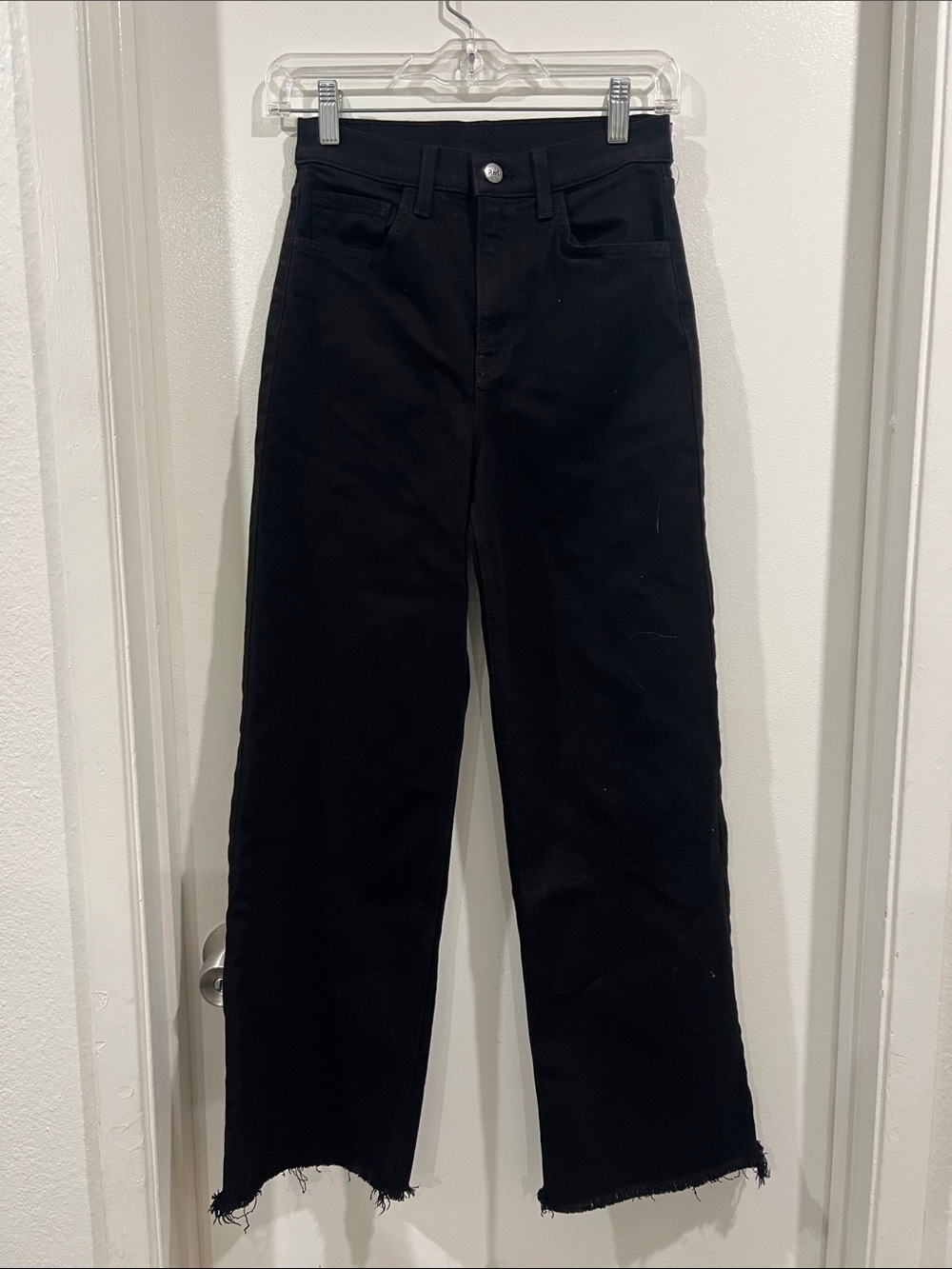 Reformation Stretch Flood Jeans in Black Wide-Leg High-Rise Denim Size 25
